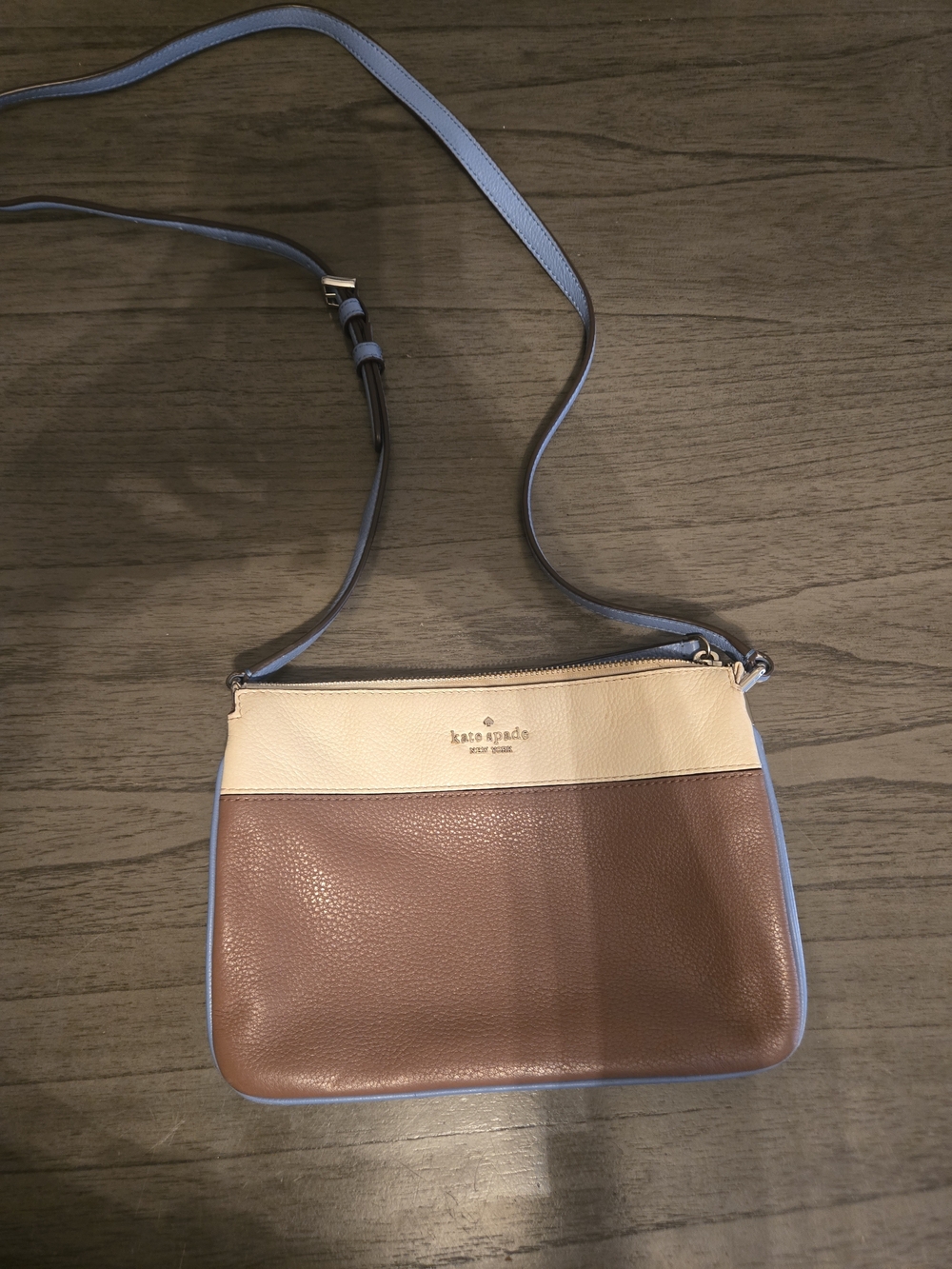 KATE SPADE Colorblock JACKSON LEATHER Triple Gusset Crossbody Bag Purse Blue